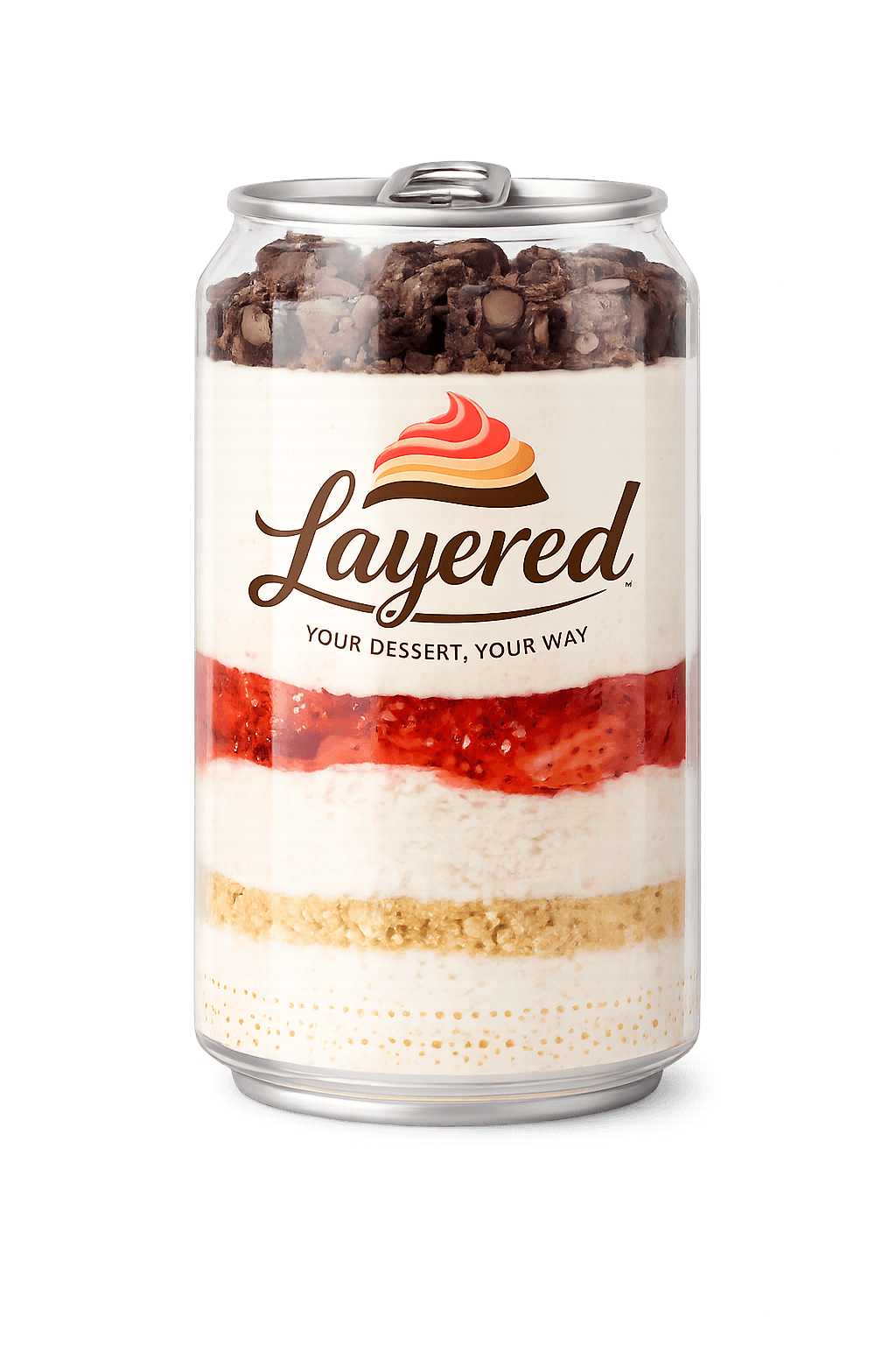 Layered dessert in a can